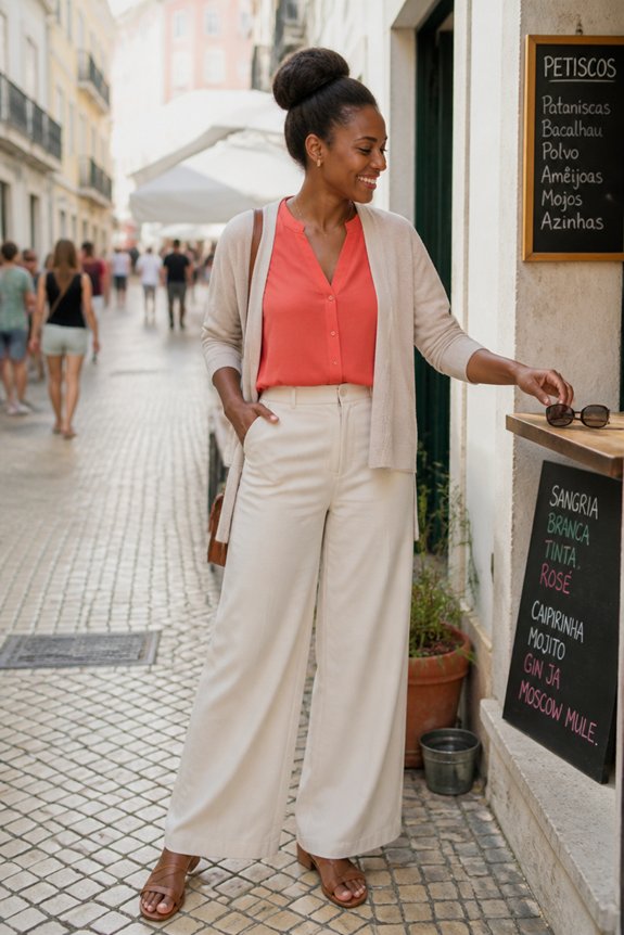elegant coral summer outfit