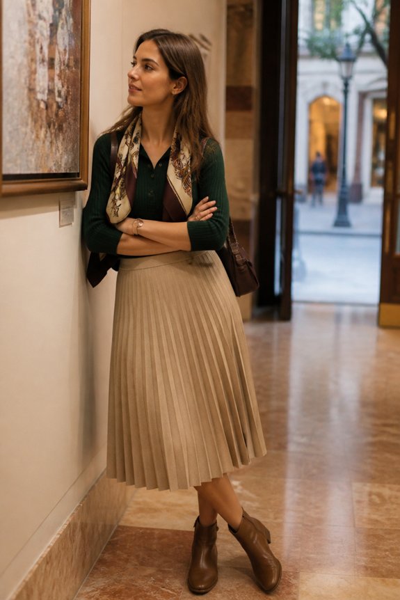 elegant green and beige ensemble