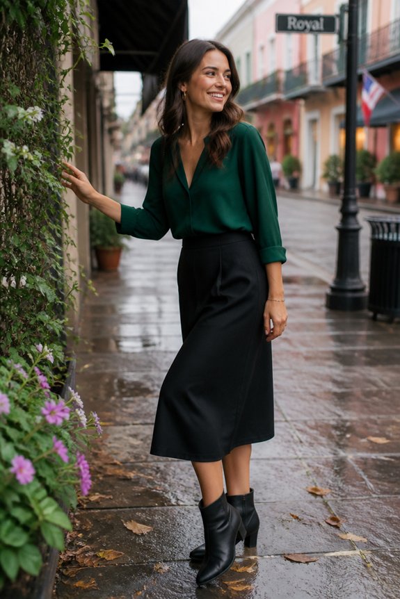 elegant green blouse ensemble