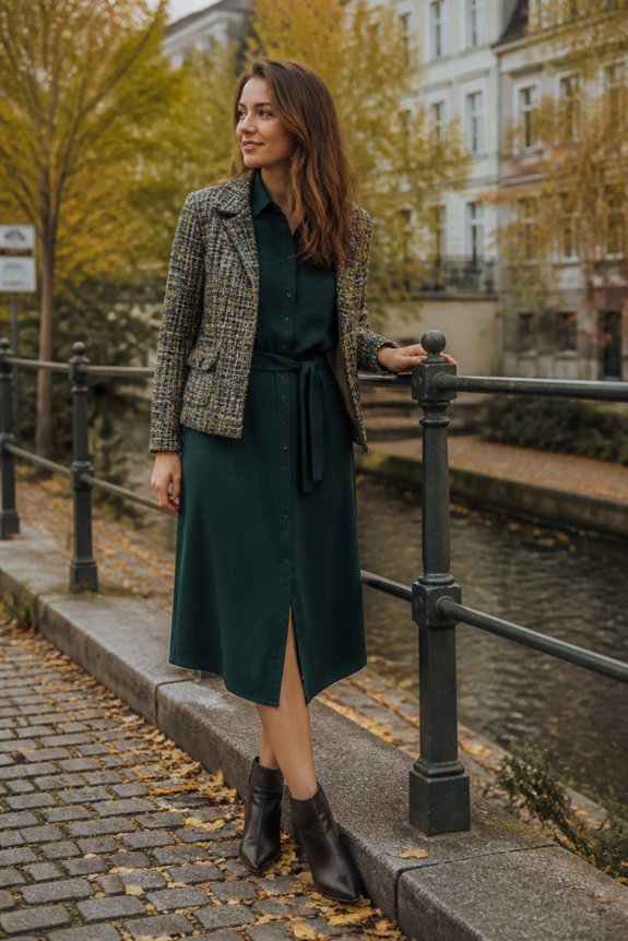 elegant green layered ensemble