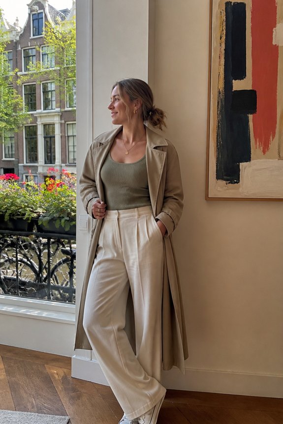 elegant green neutral ensemble