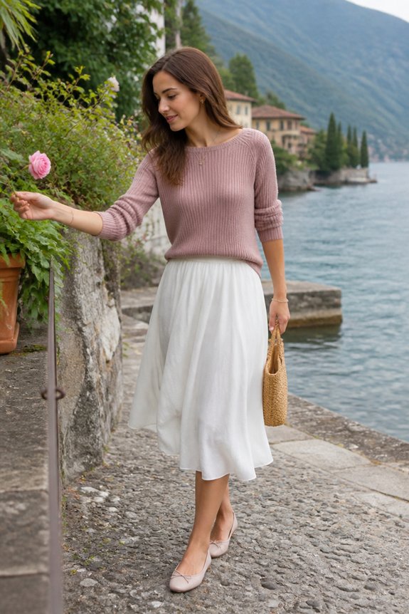 elegant lakeside daytime outfit