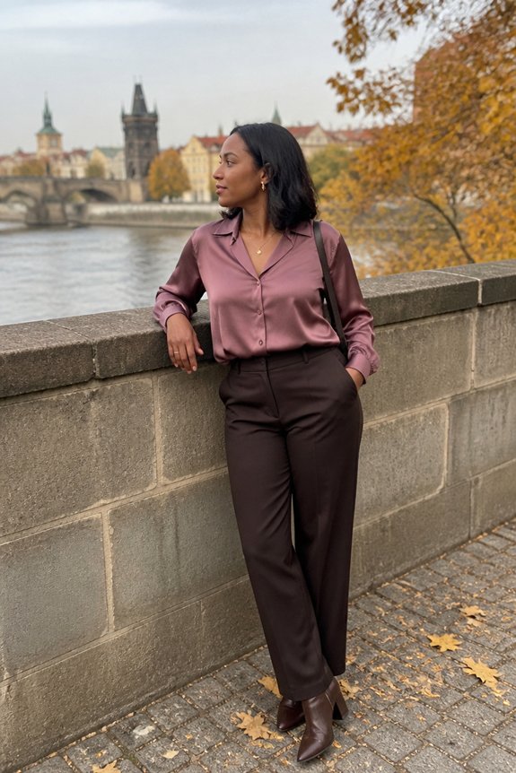 elegant mauve satin ensemble