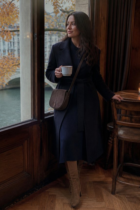 elegant navy knit ensemble
