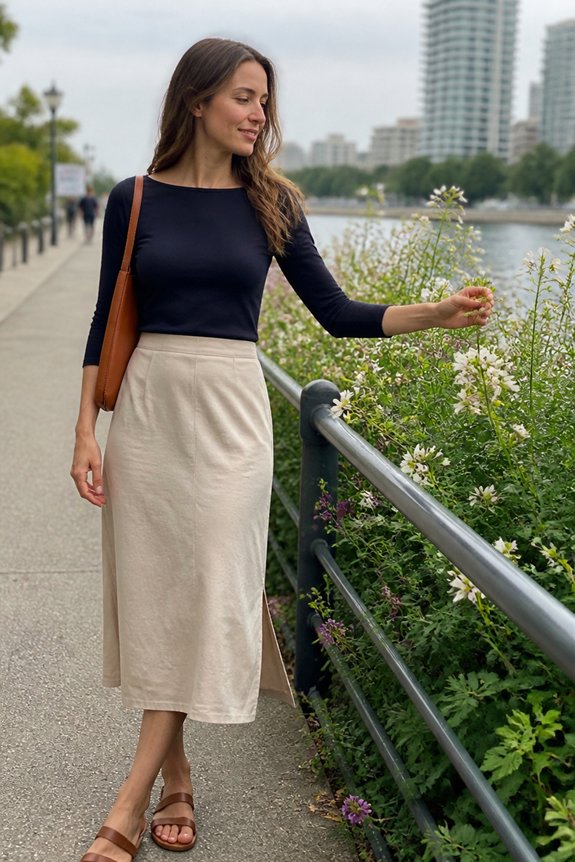 elegant navy midi ensemble