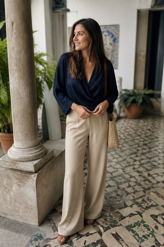 elegant navy wide leg ensemble