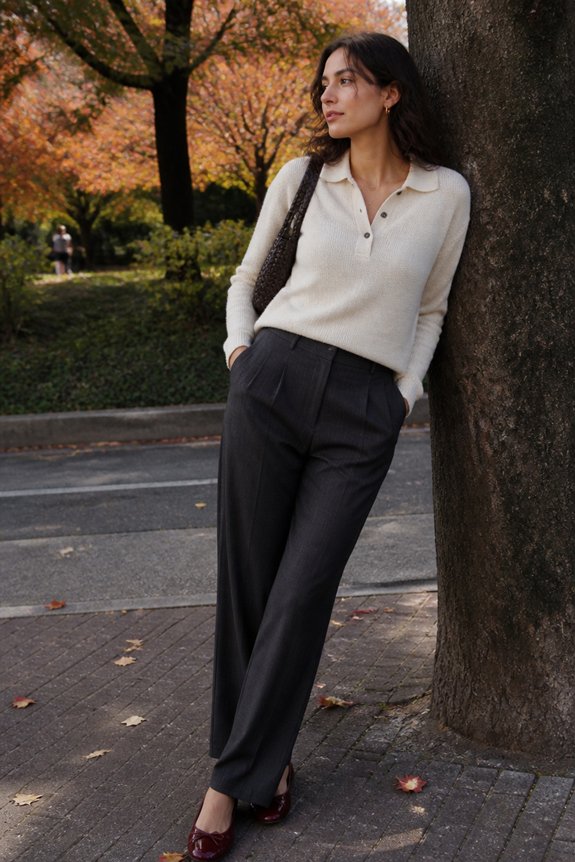 elegant neutral casual ensemble