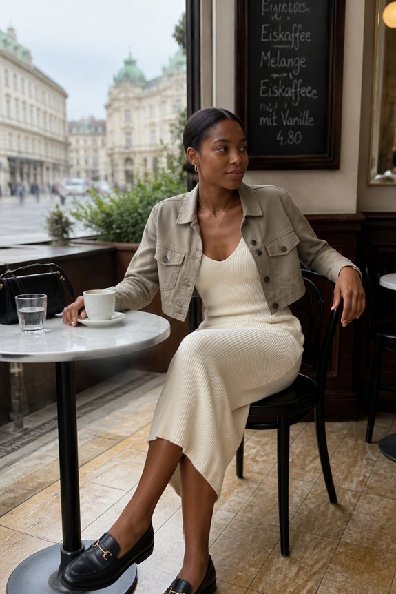 elegant neutral casual ensemble