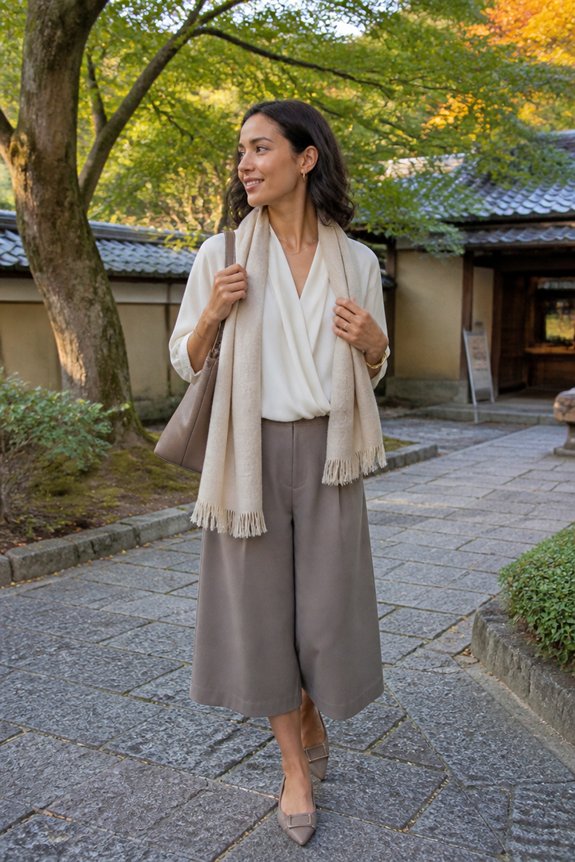elegant neutral layered outfit