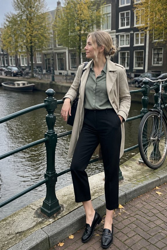 elegant office weather ready outfit