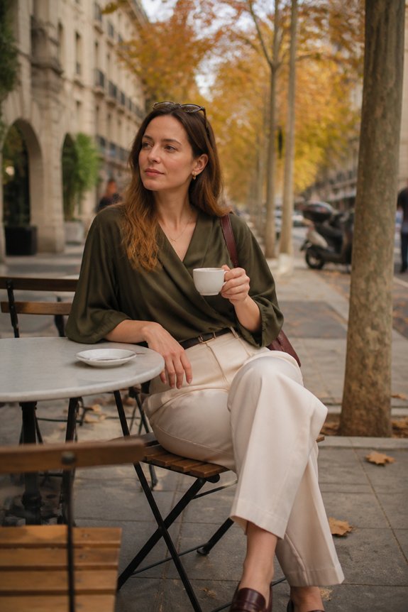 elegant olive draped ensemble