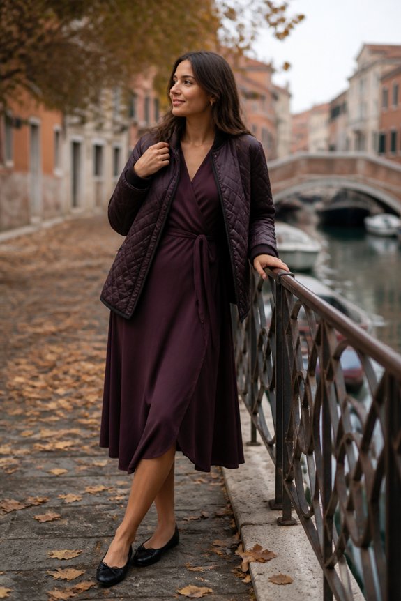 elegant plum dress ensemble