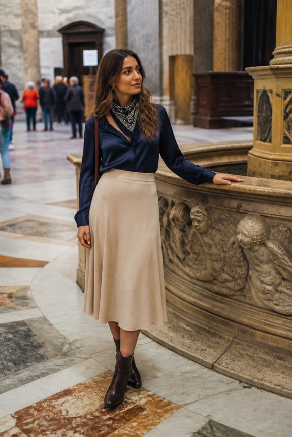 elegant satin autumn ensemble