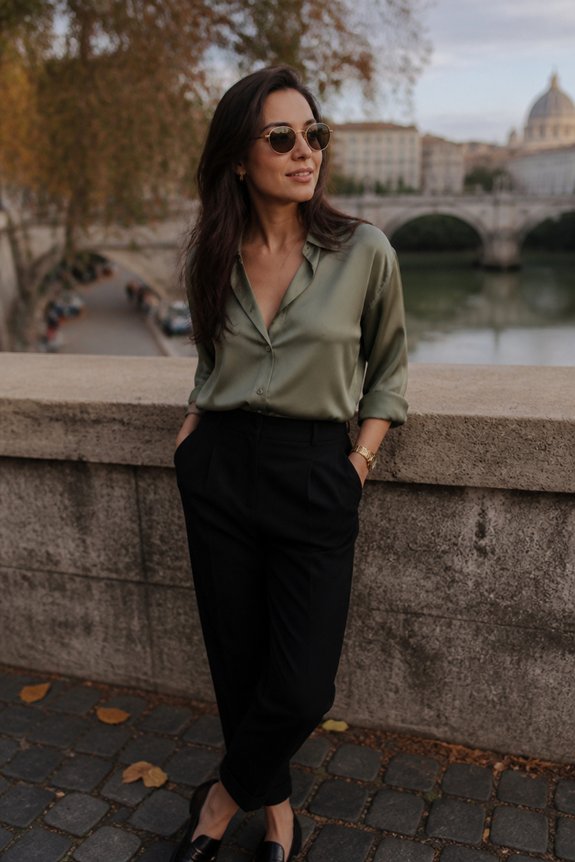 elegant satin blouse ensemble