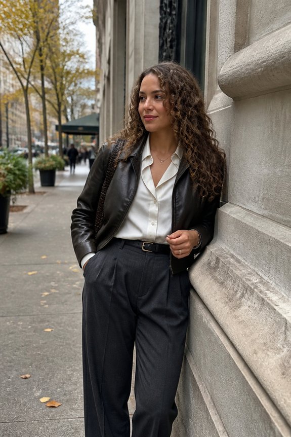 elegant satin trousers ensemble