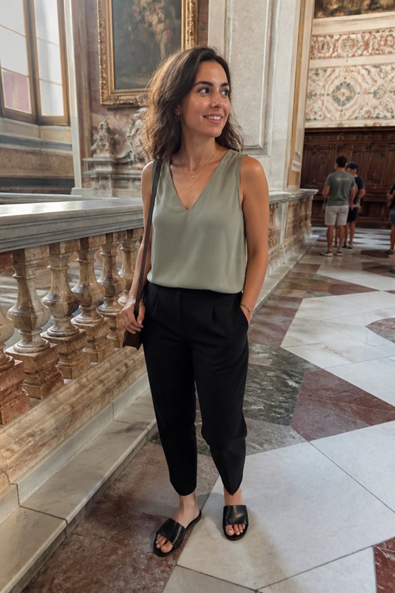 elegant sleeveless blouse ensemble