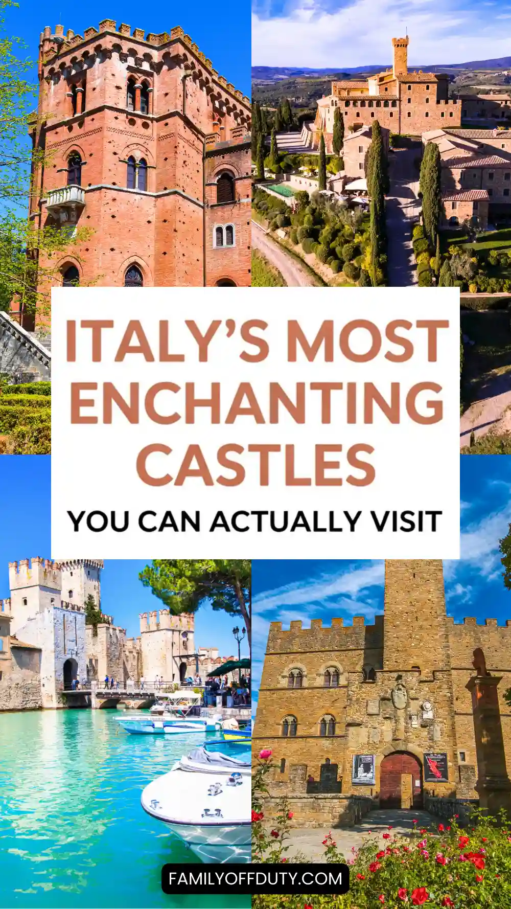 Stunning collage of Italy's enchanting castles you can visit, showcasing unique architecture and beautiful landscapes.
