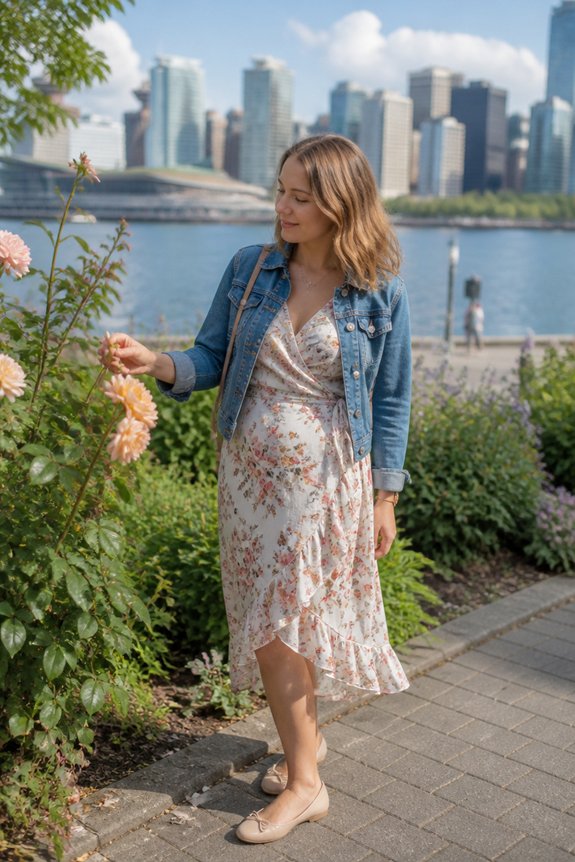 floral dress denim jacket