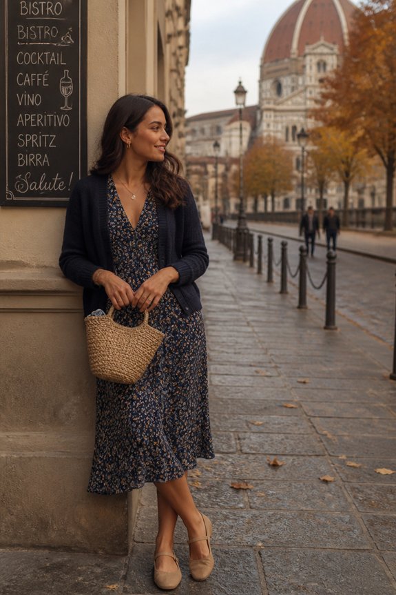 floral dress with accessories