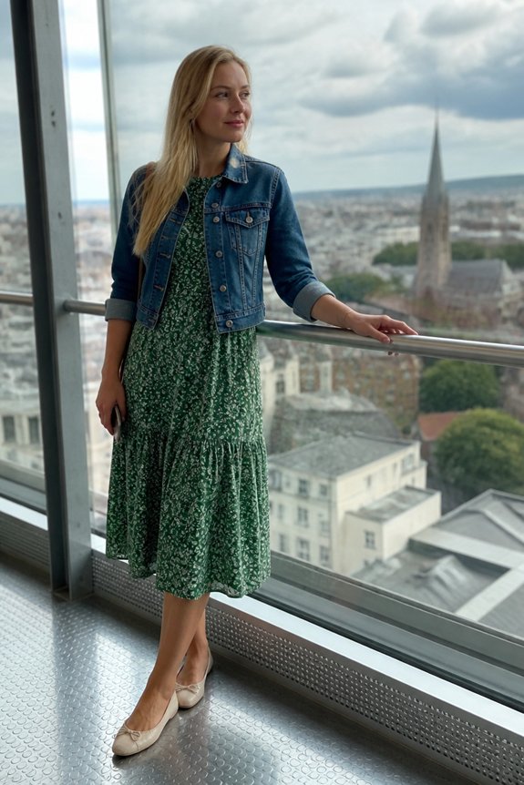 floral dress with denim