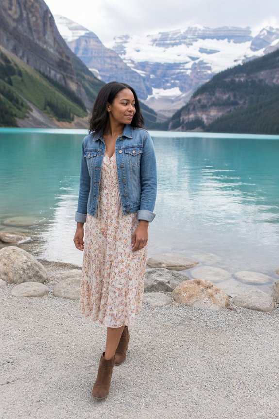 floral dress with denim