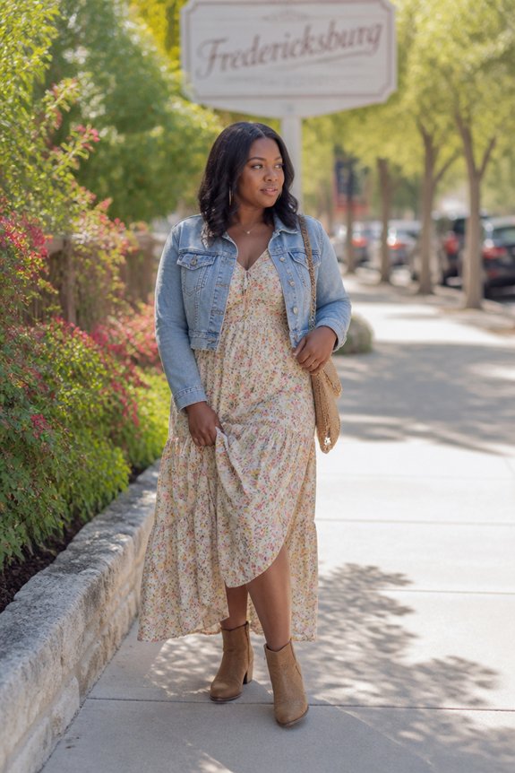 floral dress with denim