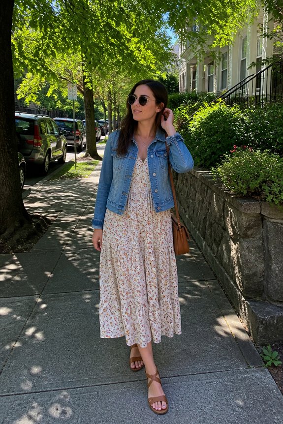 floral dress with denim