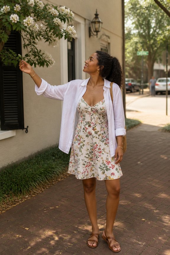 floral dress with linen