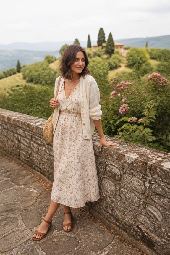 floral midi dress ensemble