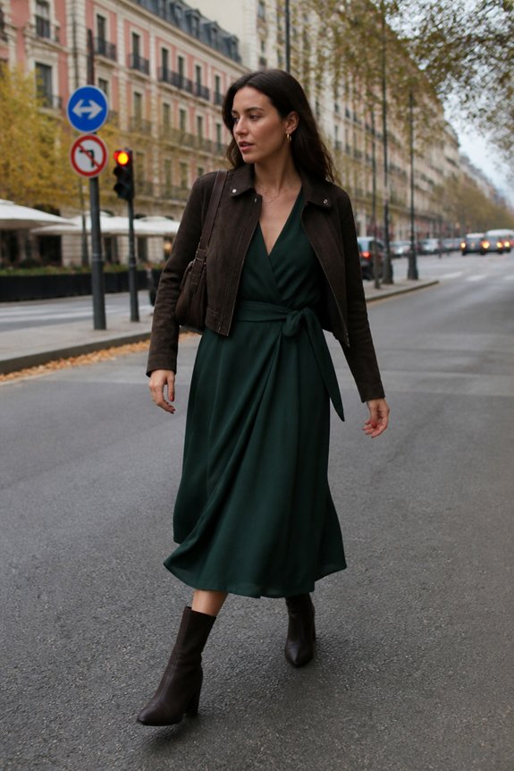 green dress suede jacket