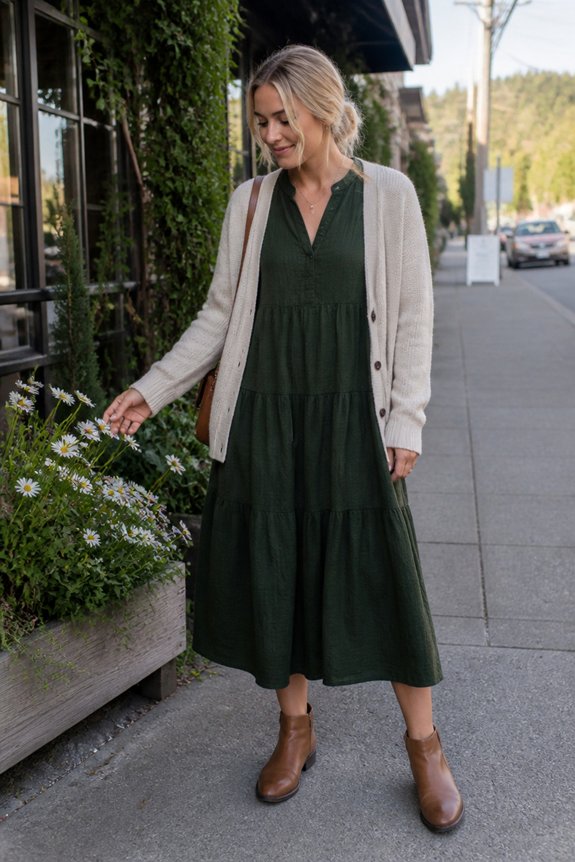 green dress with accessories