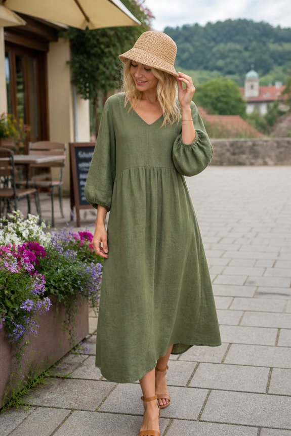 green linen summer outfit