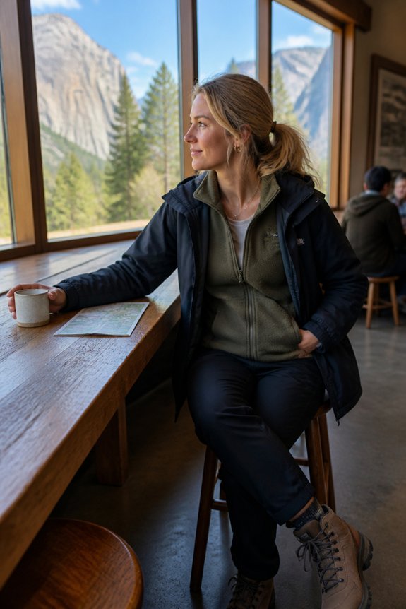 layered outdoor hiking outfit