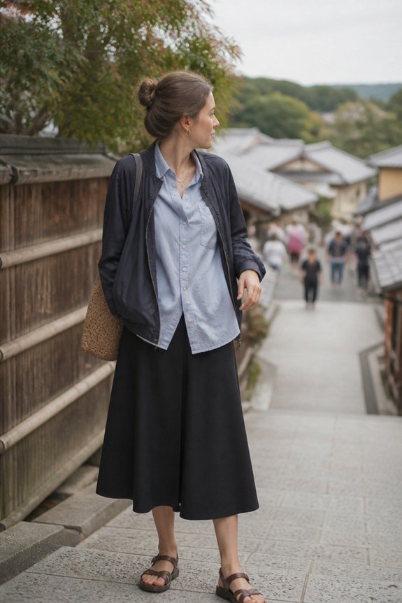 layered rainy day outfit