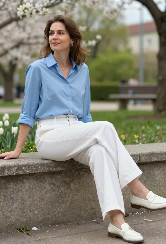 light blue and white ensemble