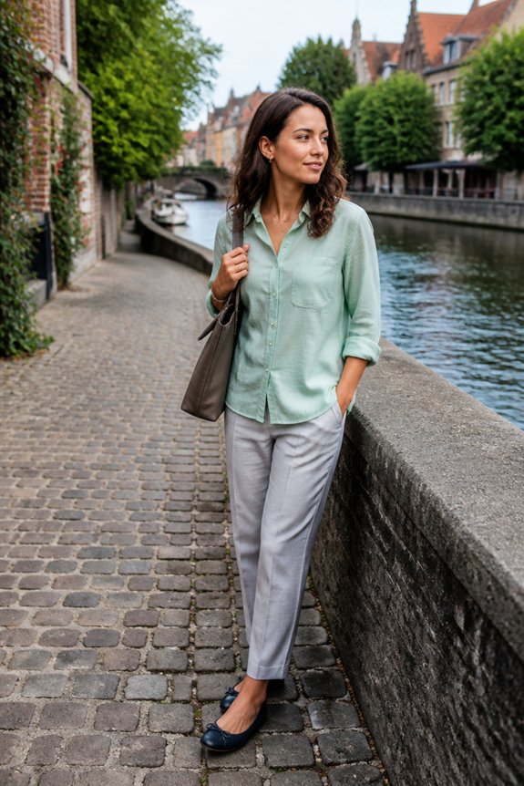 mint green cotton blouse