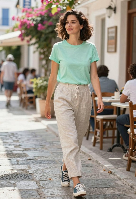 mint tee with linen