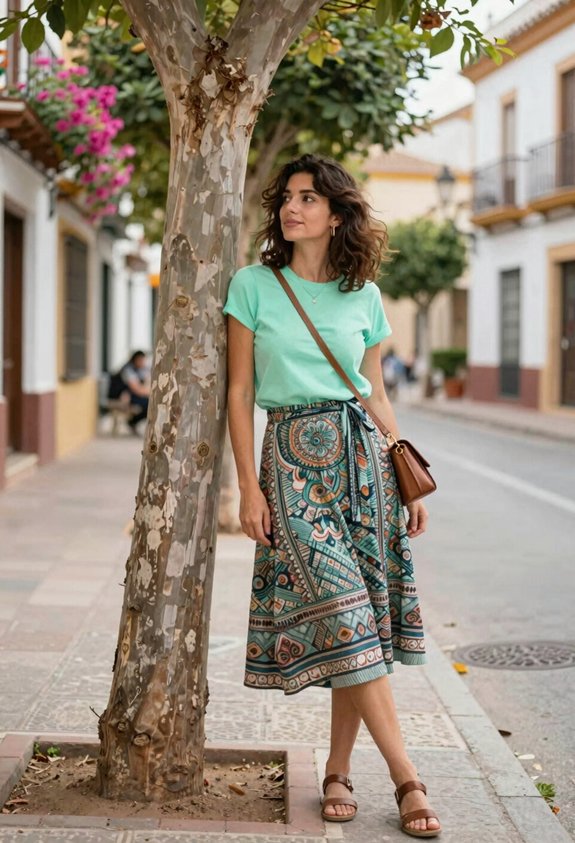 mint top patterned skirt