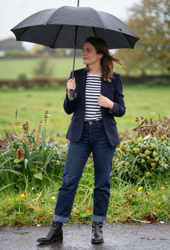 navy blazer breton top