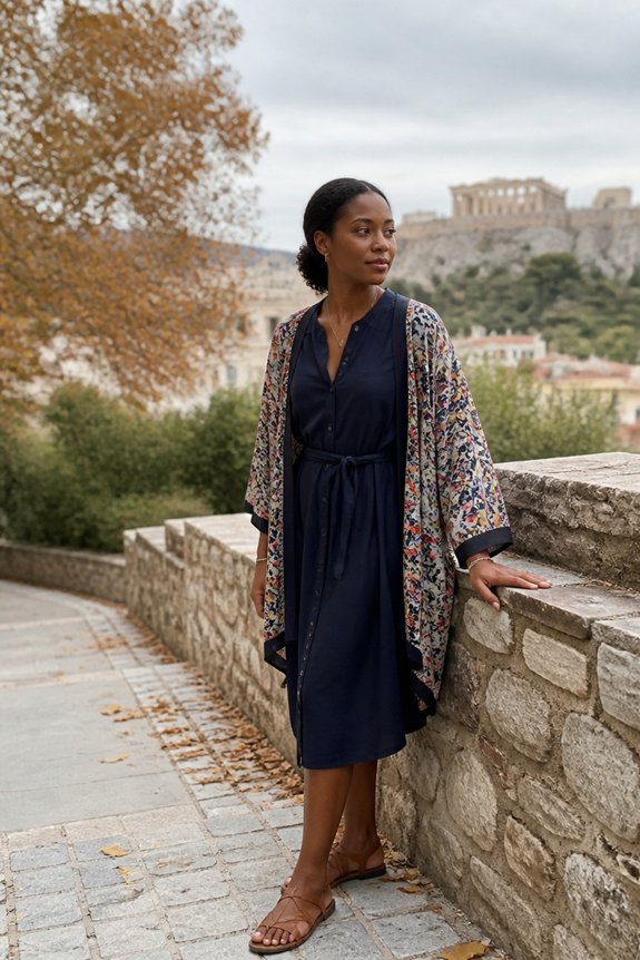 navy dress kimono sandals