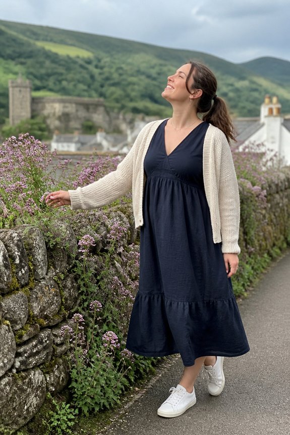 navy dress with layers