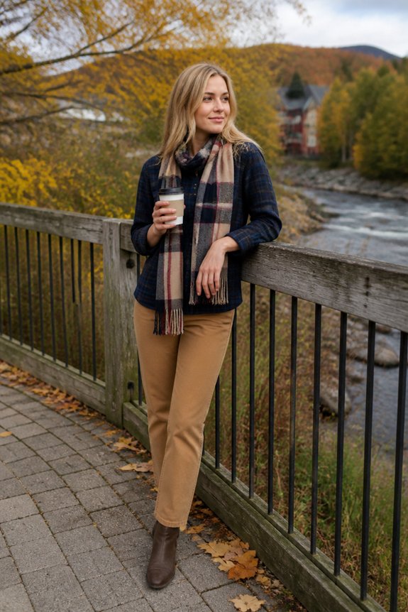 navy flannel camel pants