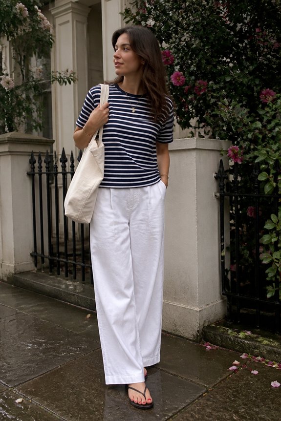 navy striped summer outfit