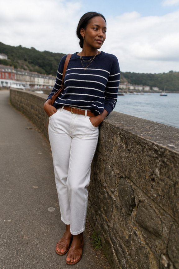 navy striped sweater style
