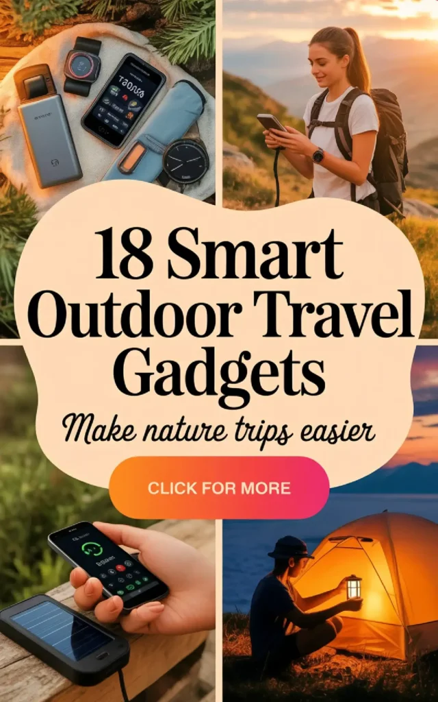 Discover 18 smart outdoor travel gadgets for easier nature trips, featuring tech and tools for adventurers.