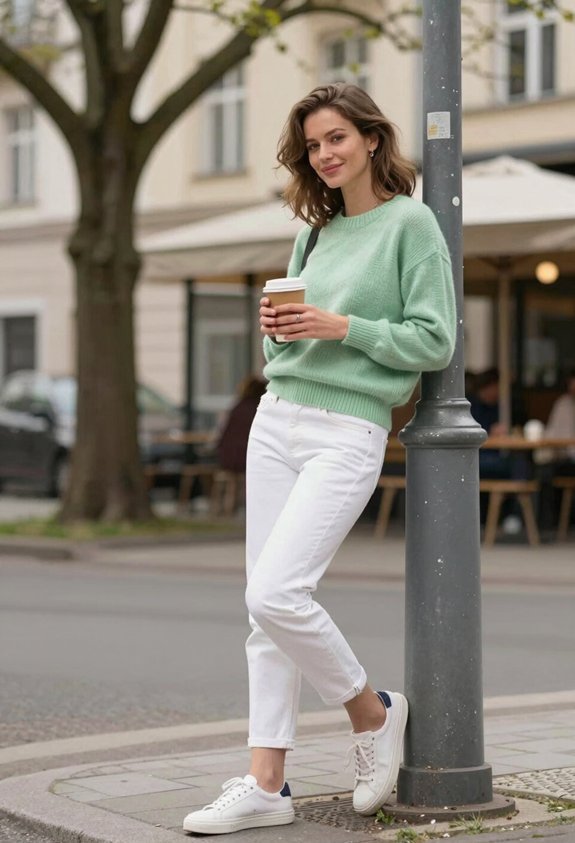 pastel green casual outfit