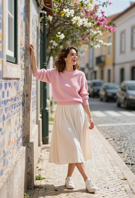 pastel pink and cream