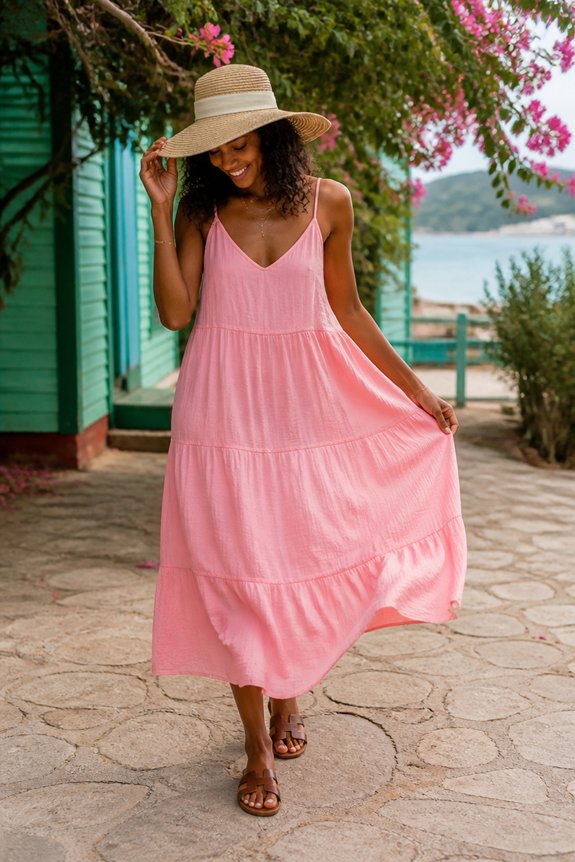 pink dress with accessories