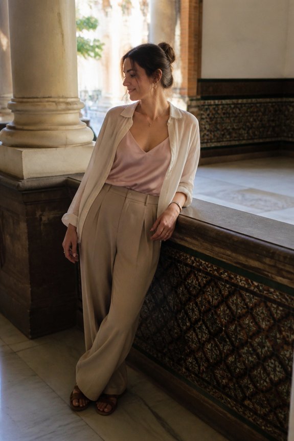pink satin camisole ensemble