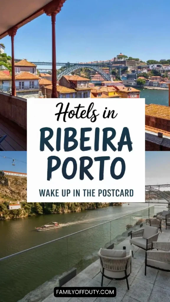 Stunning view from a hotel in Ribeira, Porto, showcasing the river, bridge, and vibrant cityscape.